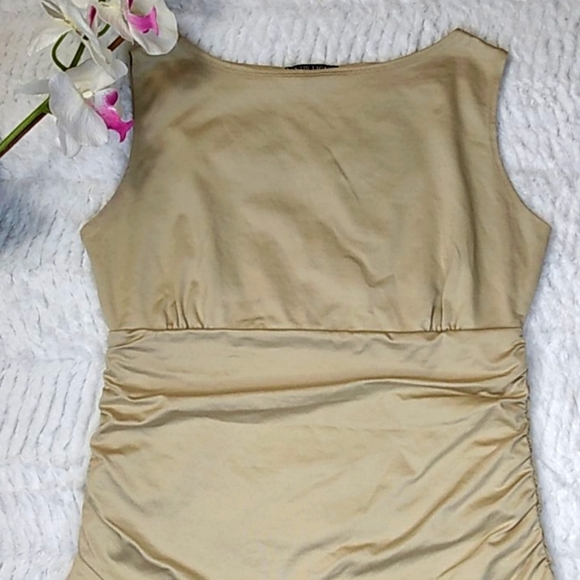 LIKE NEW A'nue Ligne High Neck Sleeveless Rouched Top - Picture 12 of 12